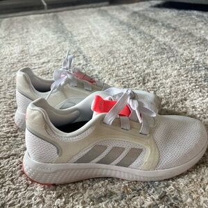 Adidas White Sneakers with Pink Highlights